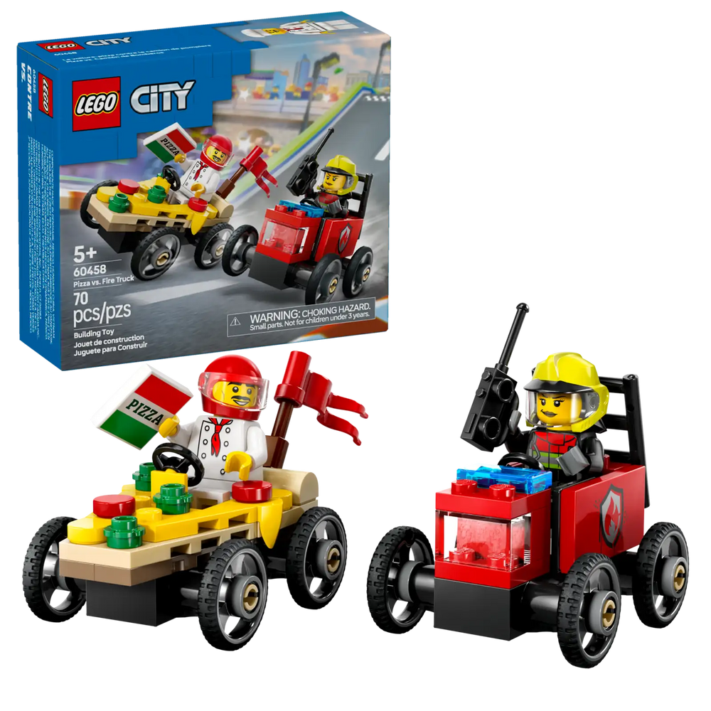 Lego City Pizza vs Fire Truck Race Cars (60458)