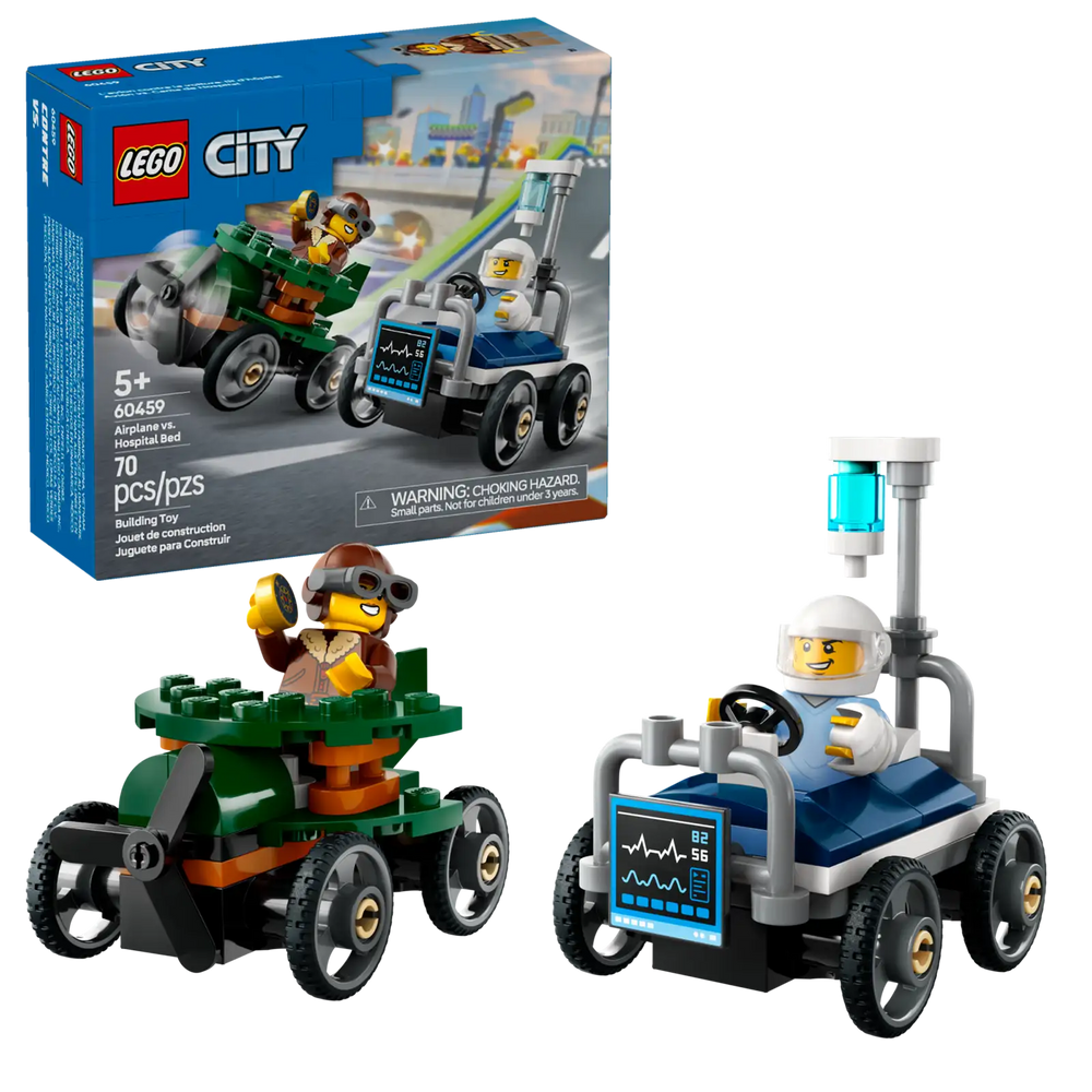 Lego City Airplane vs Hospital Bed Race Cars (60459)