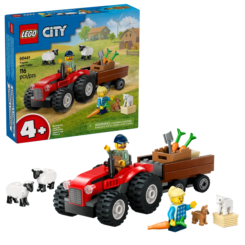Lego City Red Farm Tractor with Trailer (60461)